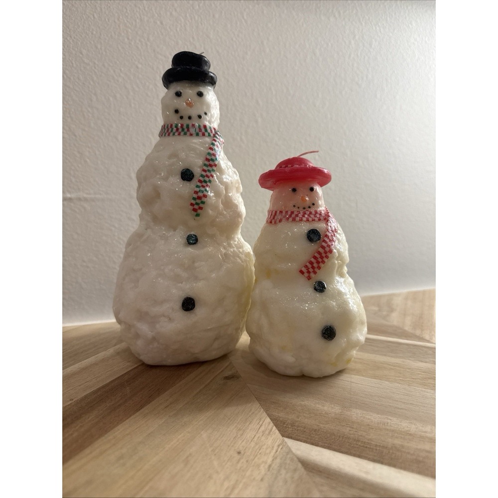 Pair Of VTG 50/60s Snowman Candles XMAS Decor Cottage Core Scandi Unused‎ CUTE